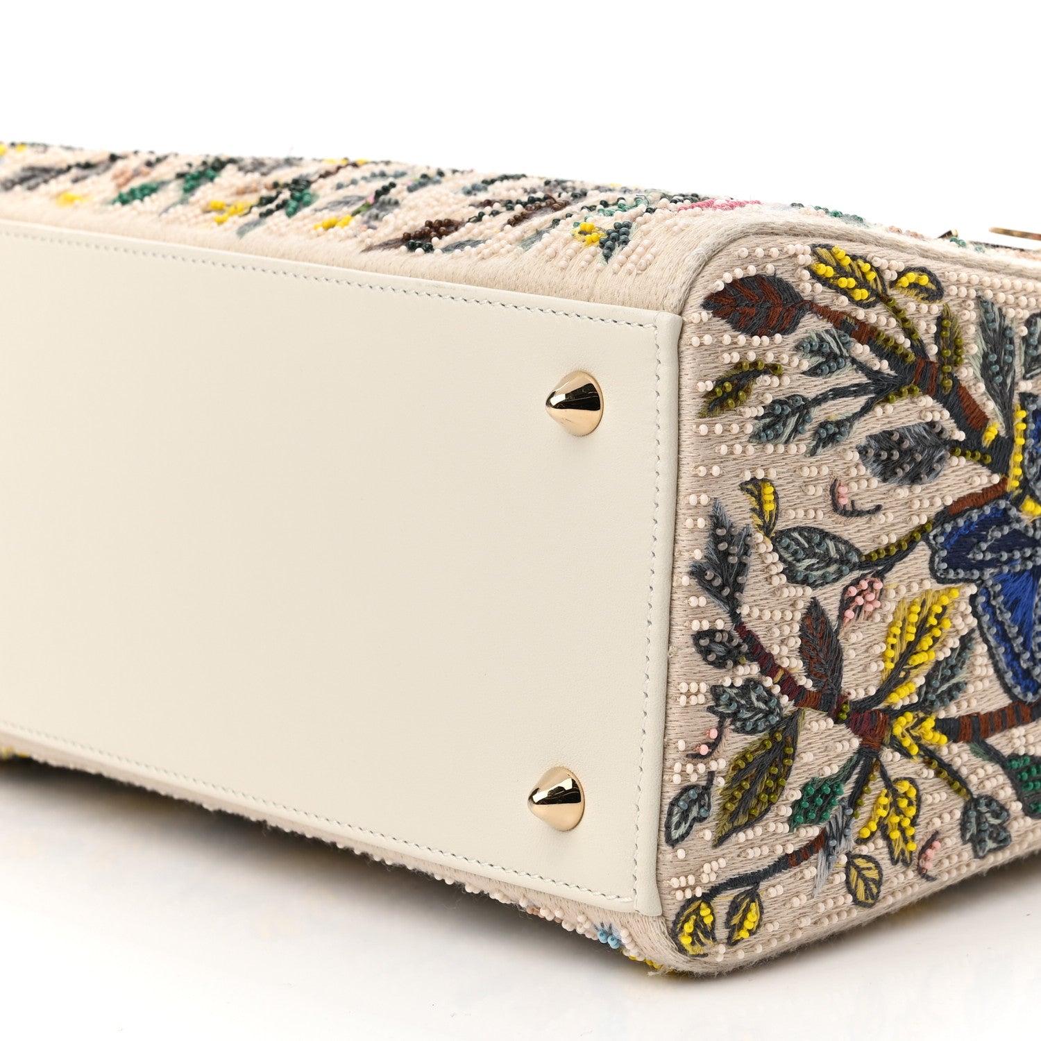 Christian Dior Calfskin Embroidered Medium Lady Dior White Multicolor 9 of 9