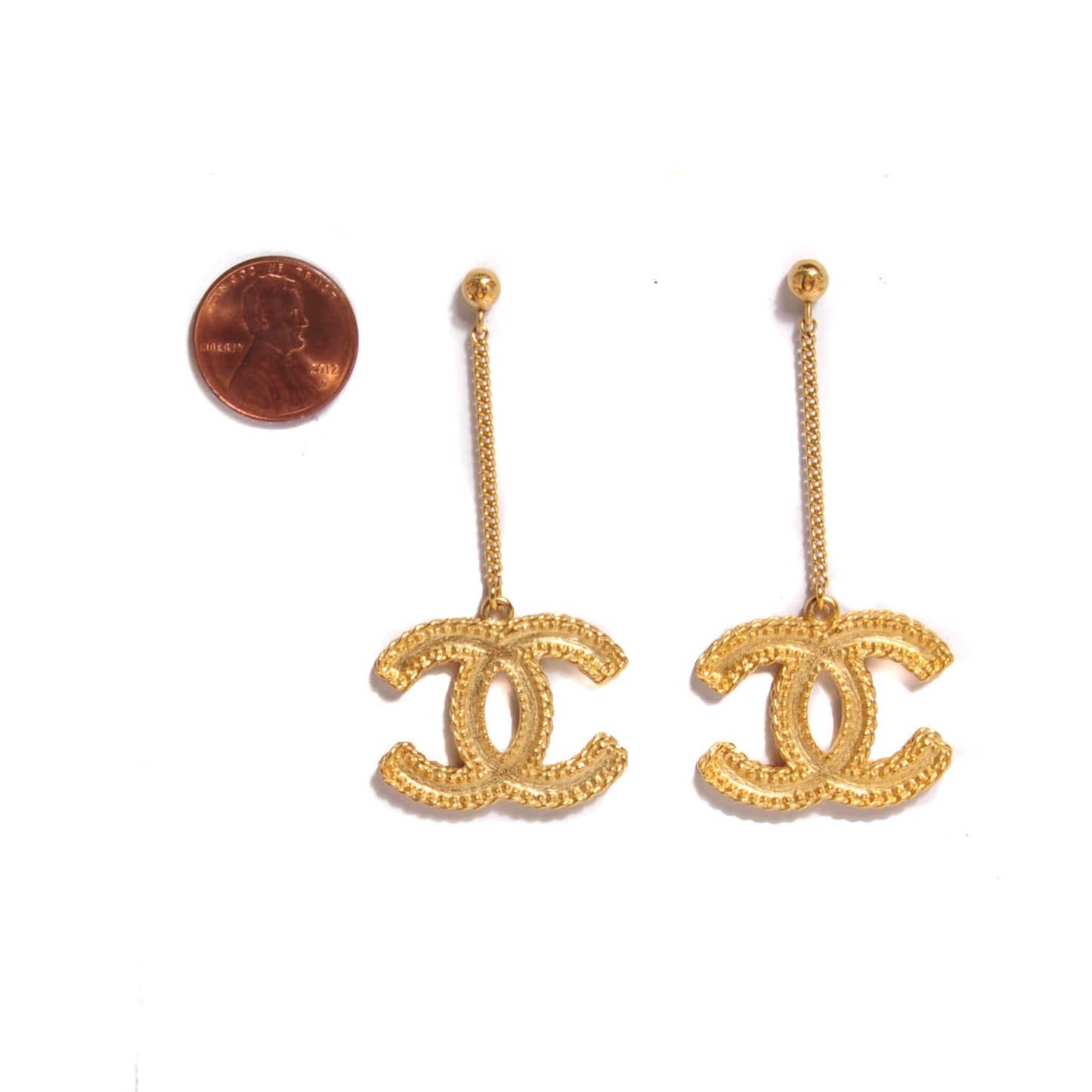 CC Drop Earrings Matte Gold