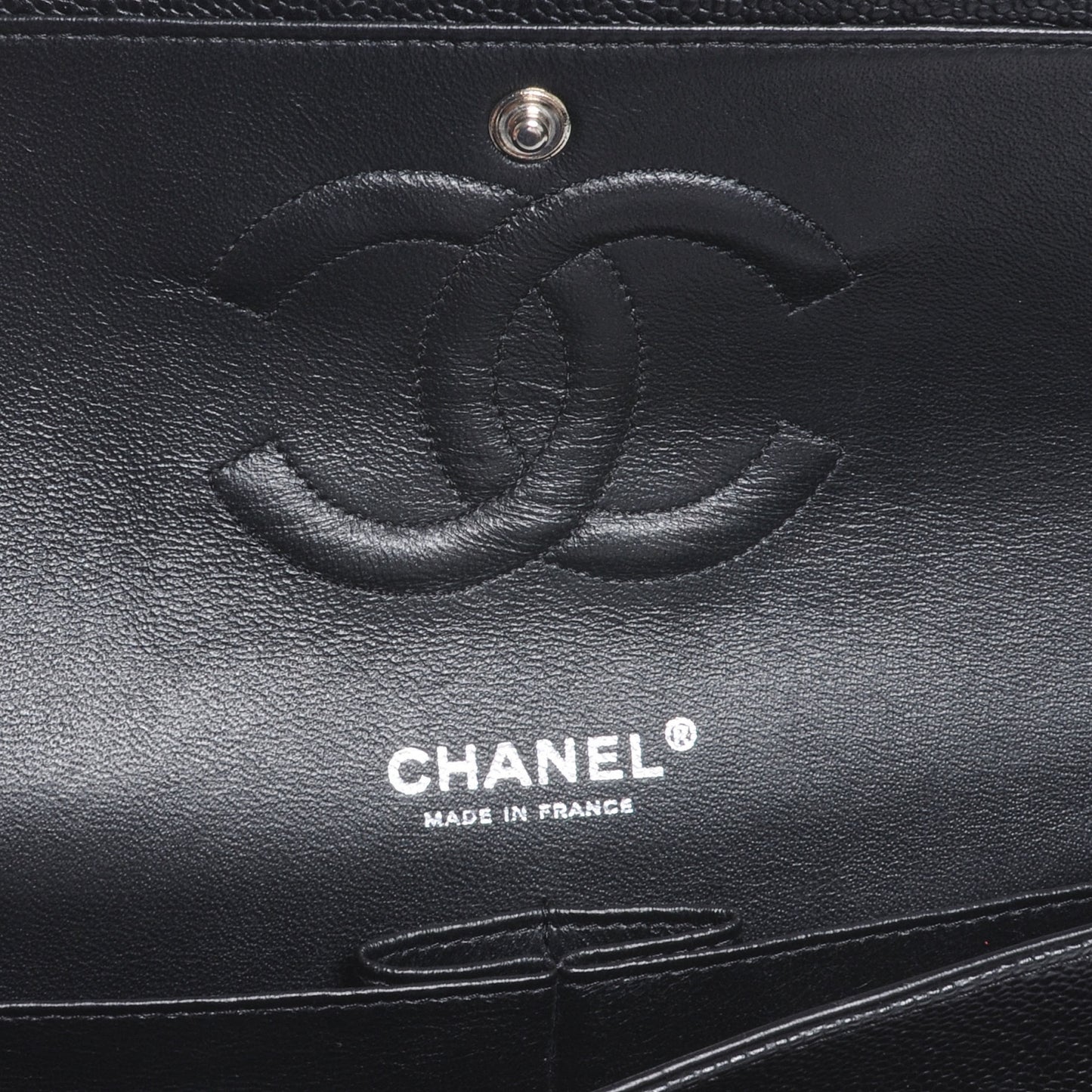 Caviar Quilted Medium Double Flap Black