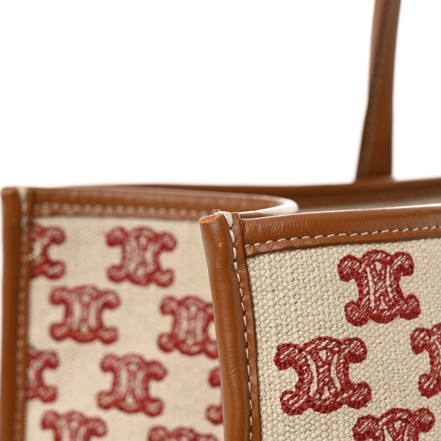 Celine Canvas Calfskin Triomphe Embroidered Horizontal Cabas Burgundy 11 of 12