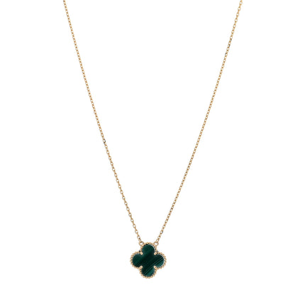 Van Cleef & Arpels 18K Yellow Gold Malachite Vintage Alhambra Pendant Necklace 1 of 4