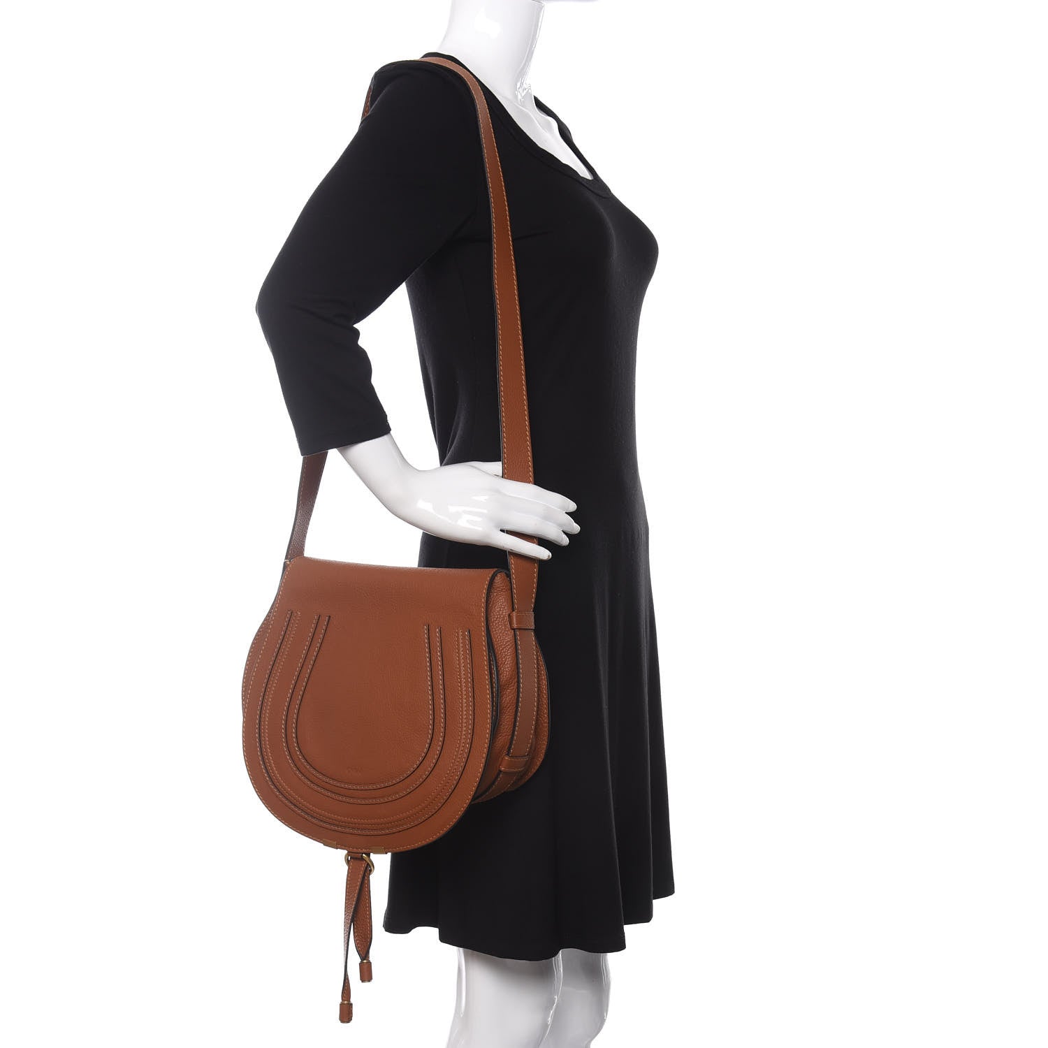 Chloe Calfskin Medium Marcie Round Crossbody Bag Tan 2 of 10