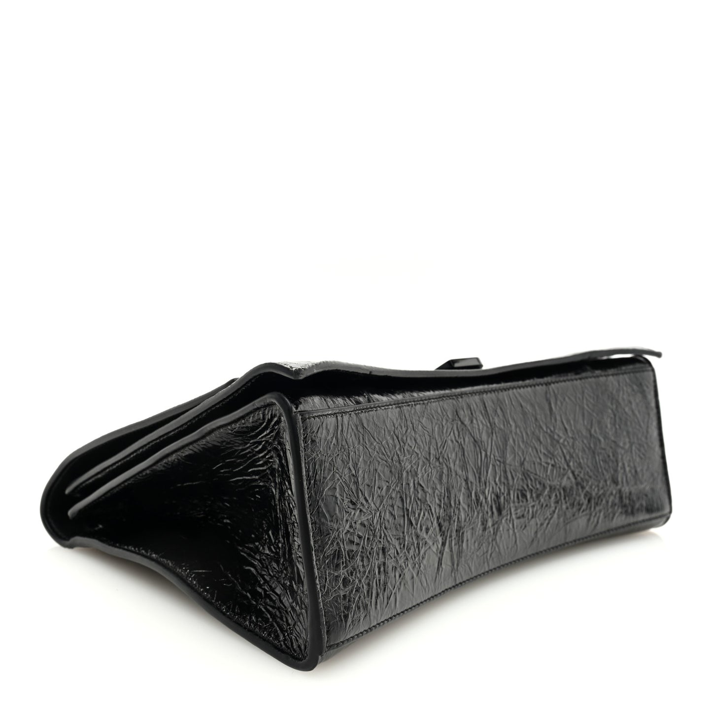 Crushed Calfskin Monochrome Medium Crush Chain Bag Black