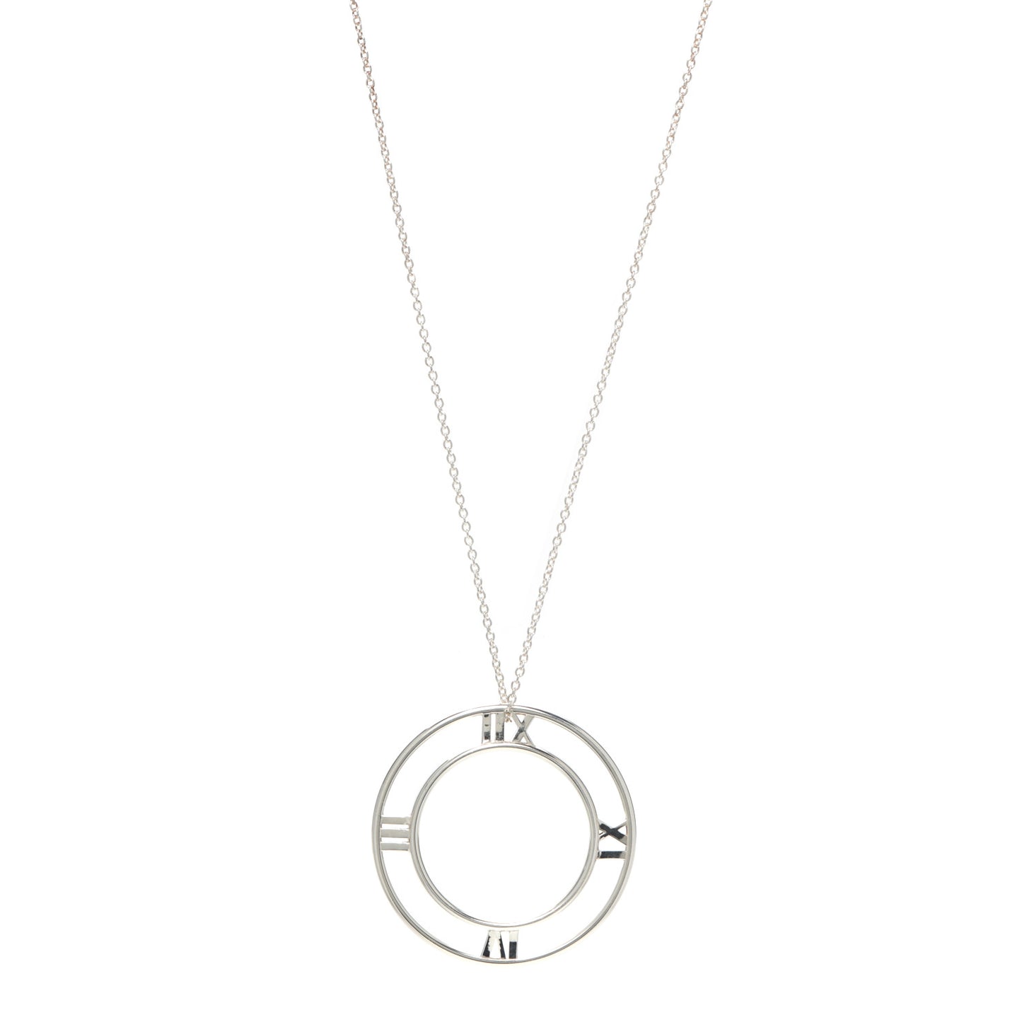 Sterling Silver Large Atlas Open Pendant Necklace