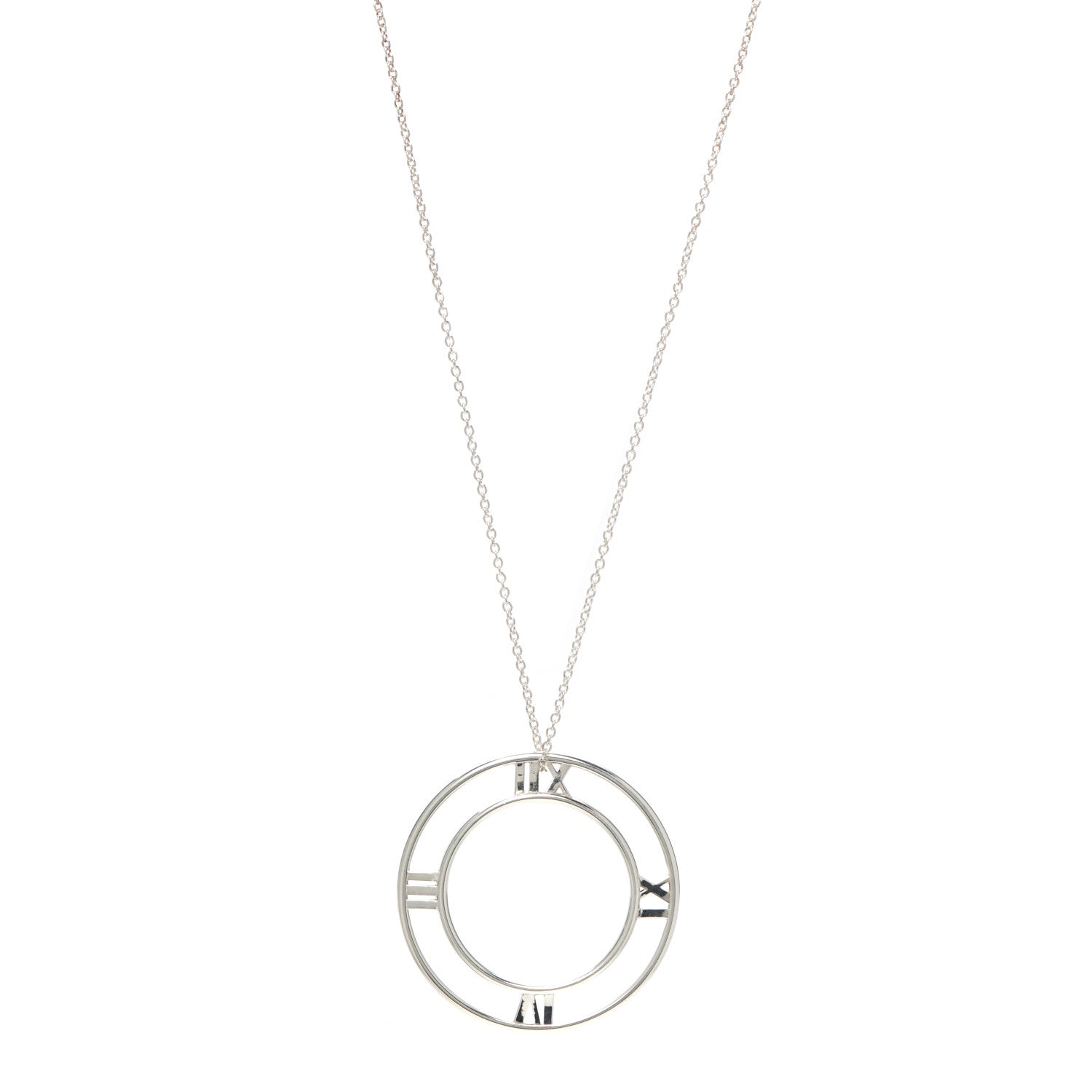 Tiffany Sterling Silver Large Atlas Open Pendant Necklace 1 of 5