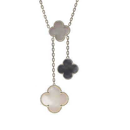 Van Cleef & Arpels 18K Yellow Gold Mother of Pearl Onyx 6 Motifs Magic Alhambra Necklace 3 of 7