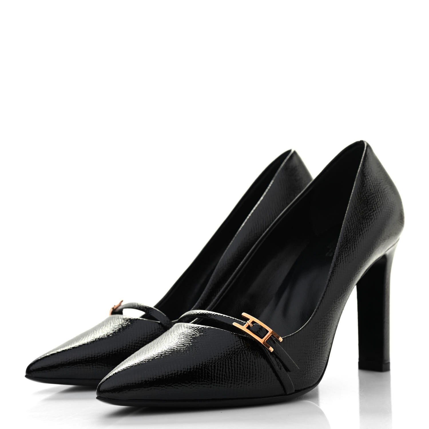 Hermes Patent Epsom Laurence Pumps 36 Black 3 of 8