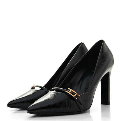 Hermes Patent Epsom Laurence Pumps 36 Black 3 of 8