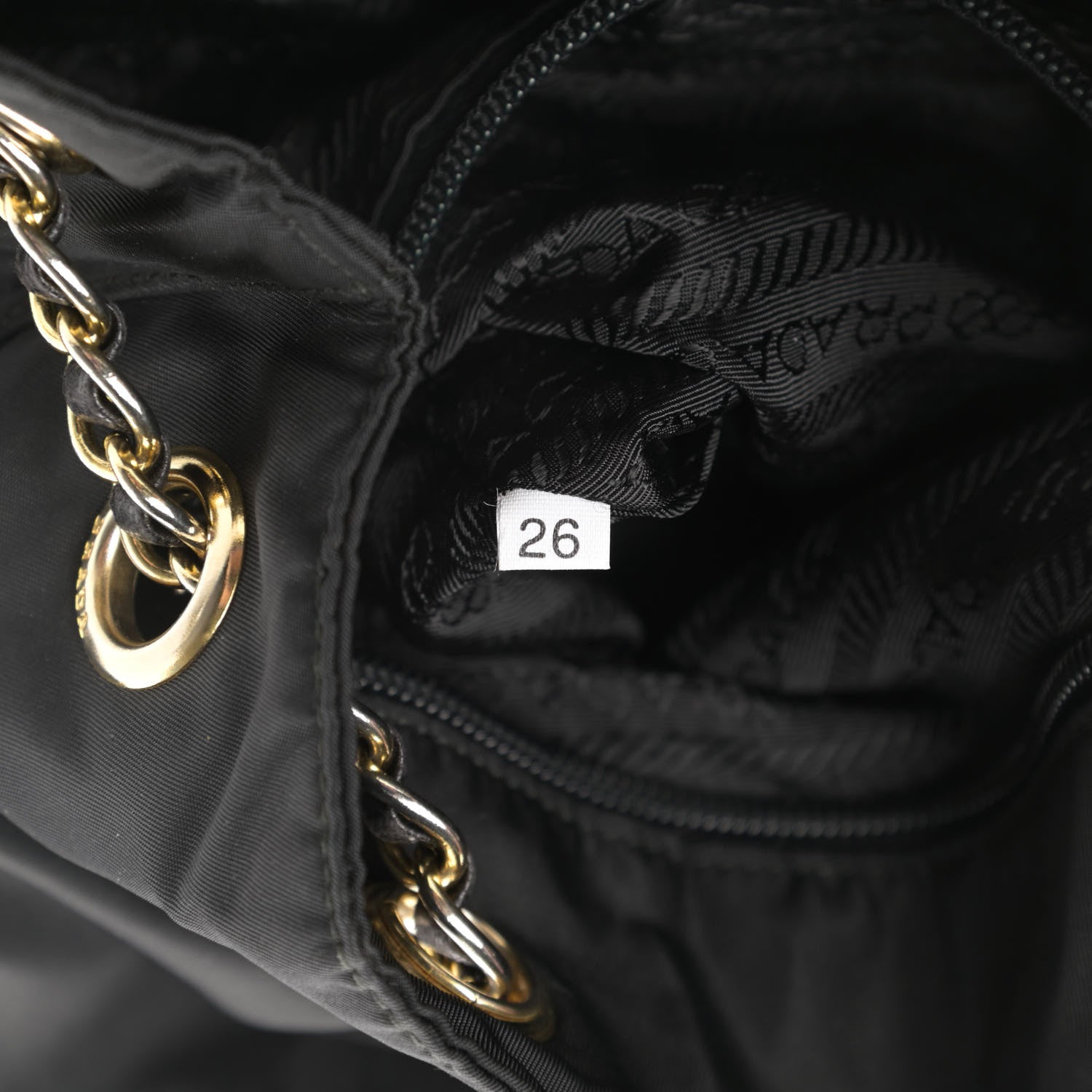 Prada Nylon Tessuto Acciaio Chain Shoulder Bag Black 7 of 12