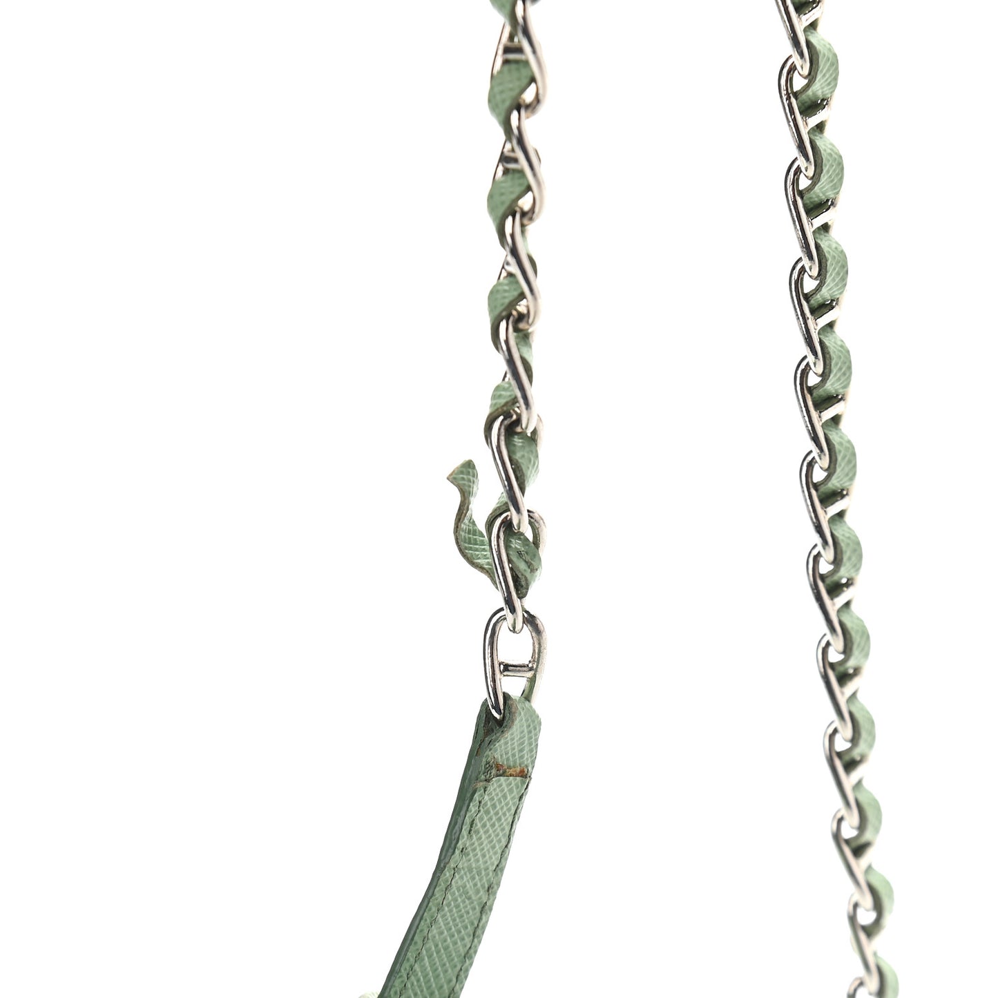 Saffiano Metal Oro Chain Wallet Acquamarina