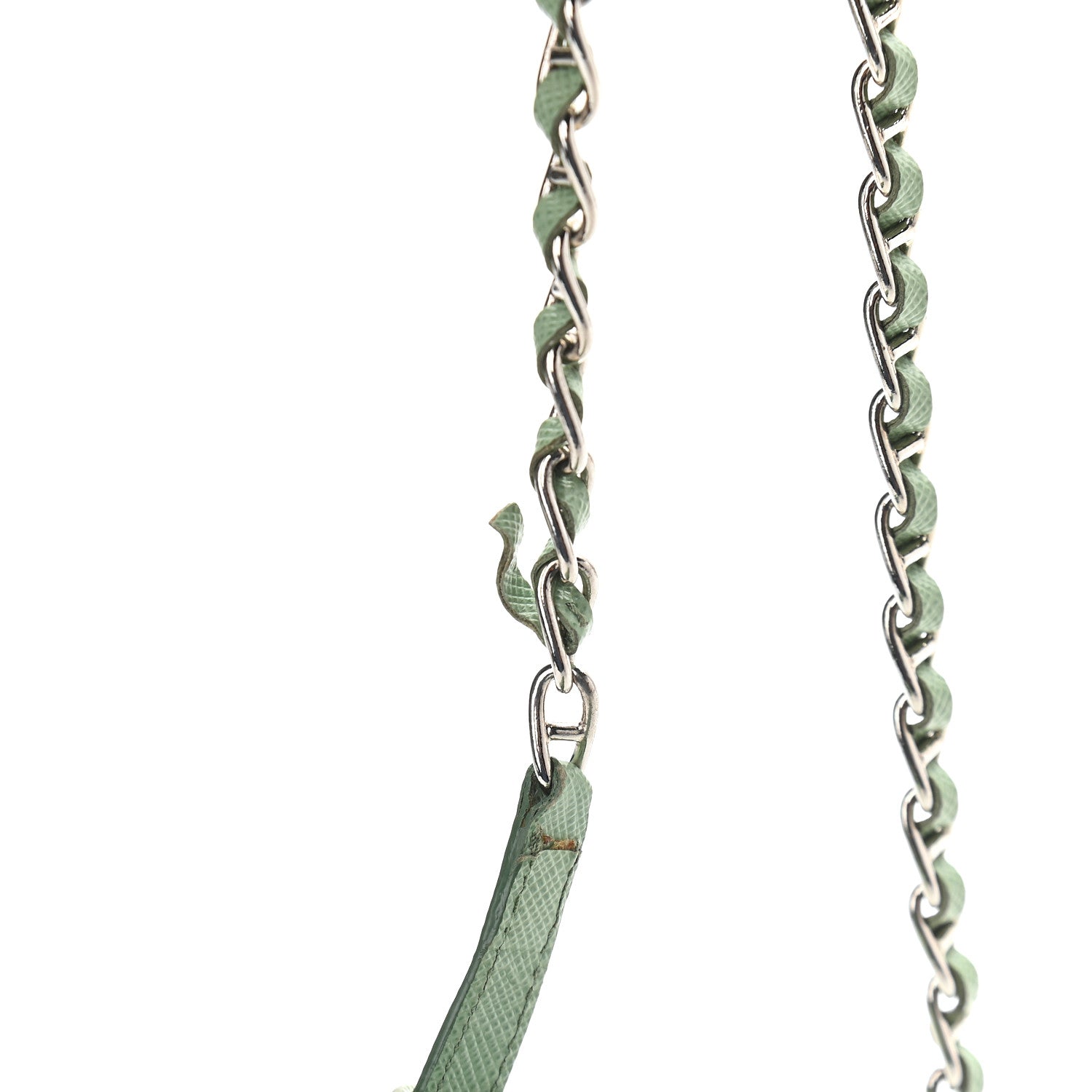 Prada Saffiano Metal Oro Chain Wallet Acquamarina 10 of 10