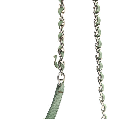 Prada Saffiano Metal Oro Chain Wallet Acquamarina 10 of 10