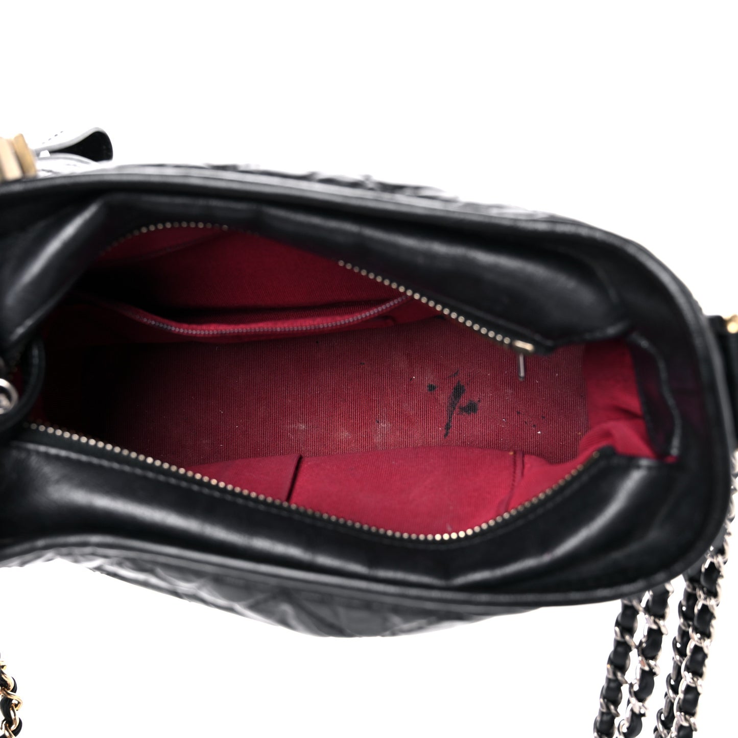 Aged Calfskin Quilted Small Gabrielle Hobo Black
