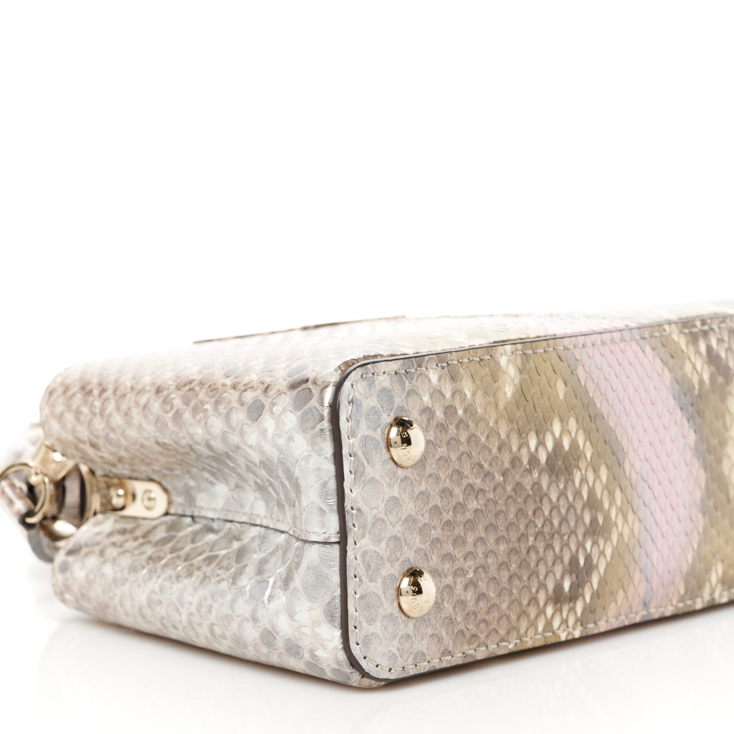 Metallic Snakeskin Capucines Mini Dore
