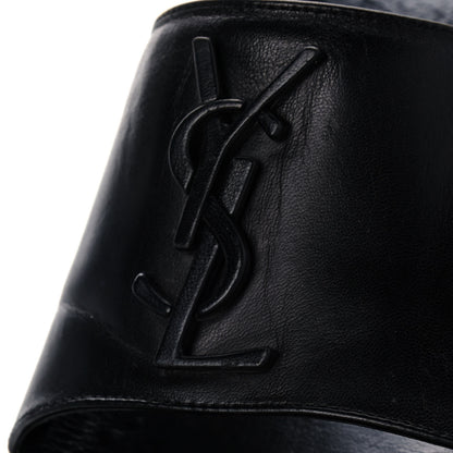 Saint Laurent Lambskin Joan Slide Sandals 40.5 Black 9 of 9