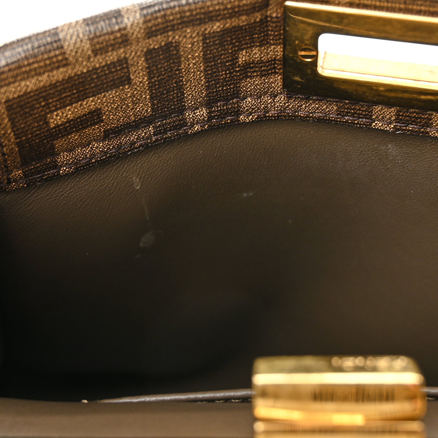Glazed Fabric Vitello FF 1974 Hairdo Girls Inlay Mini Peekaboo Iconic Satchel Mogano Panna Multicolor