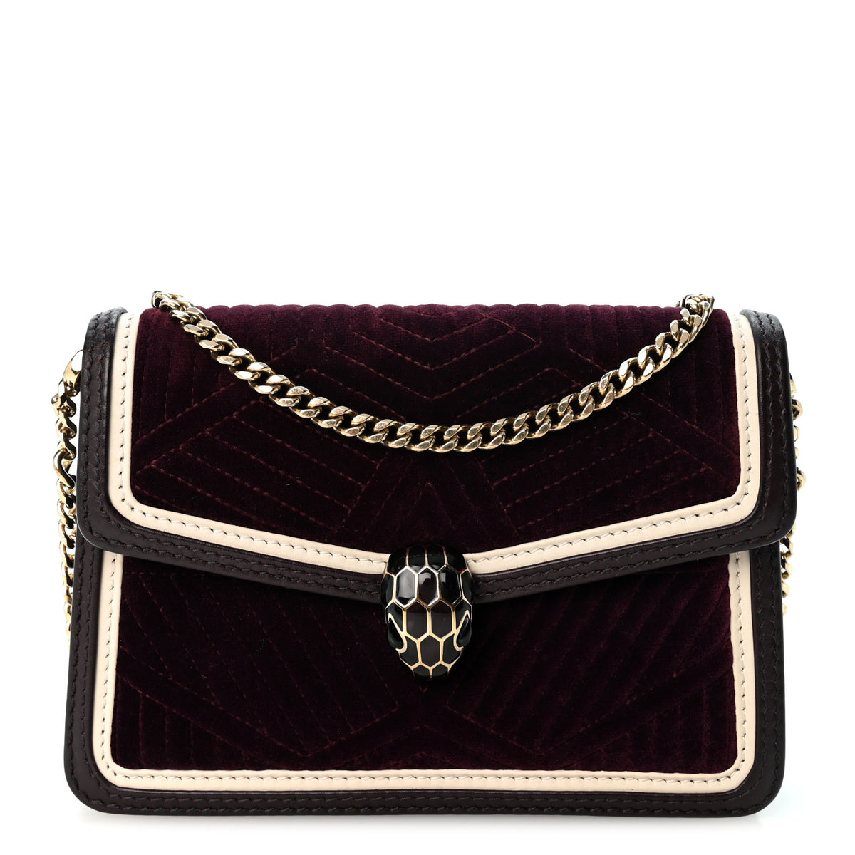 Bulgari Velvet Quilted Serpenti Forever Shoulder Bag Plum 1 of 9
