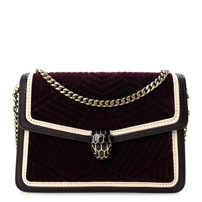 Bulgari Velvet Quilted Serpenti Forever Shoulder Bag Plum 1 of 9