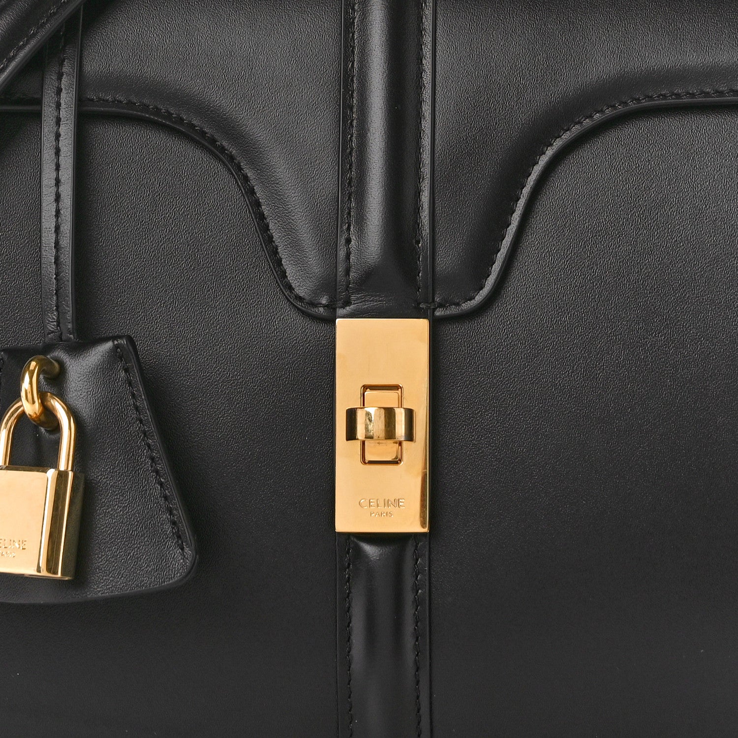 Celine Satinated Calfskin Small 16 Top Handle Bag Black 8 of 10