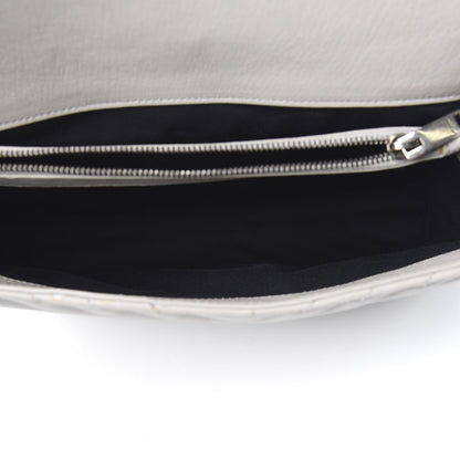 Saint Laurent Sheepskin Matelasse Chevron Monogram Large College Satchel Light Grey 5 of 11