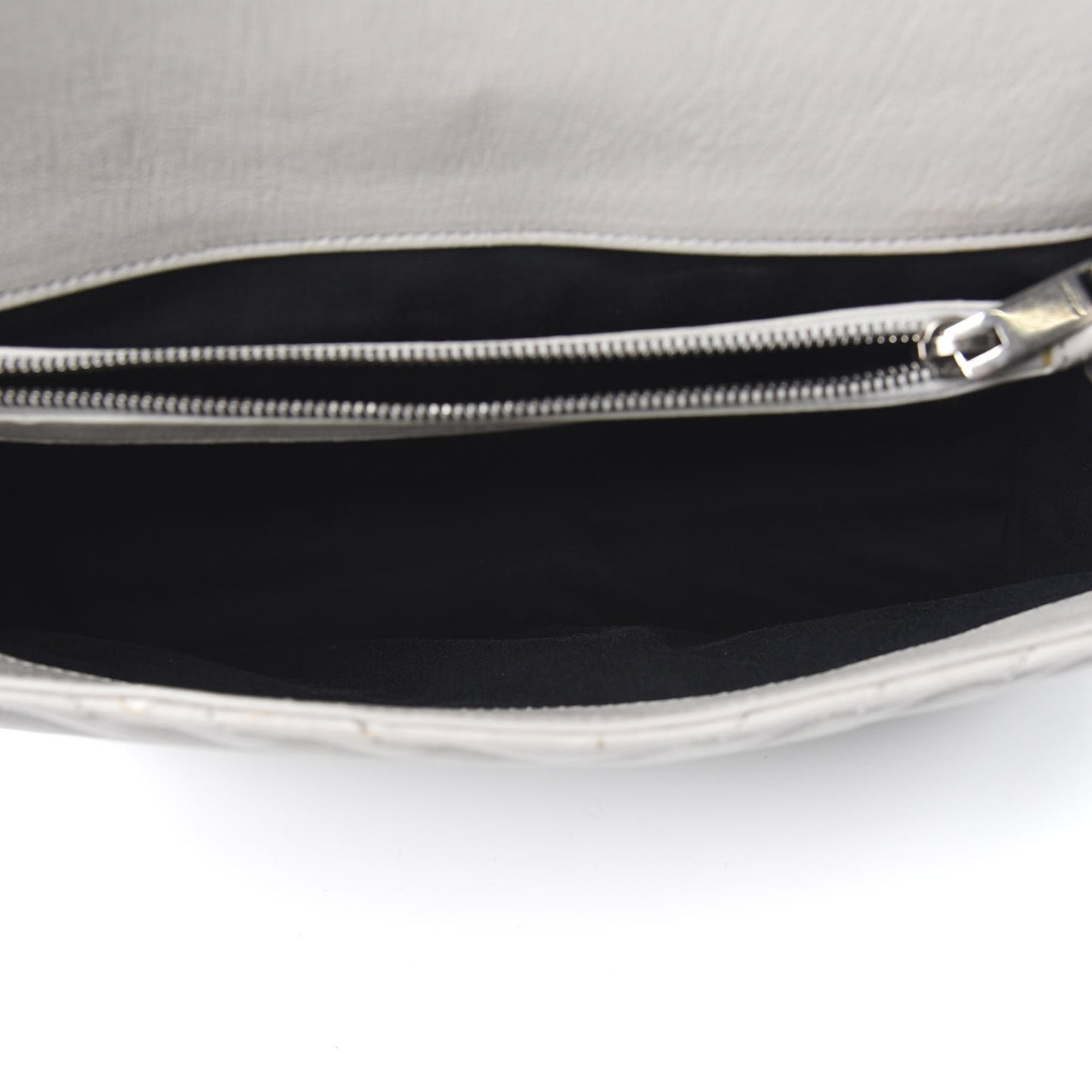 Sheepskin Matelasse Chevron Monogram Large College Satchel Light Grey