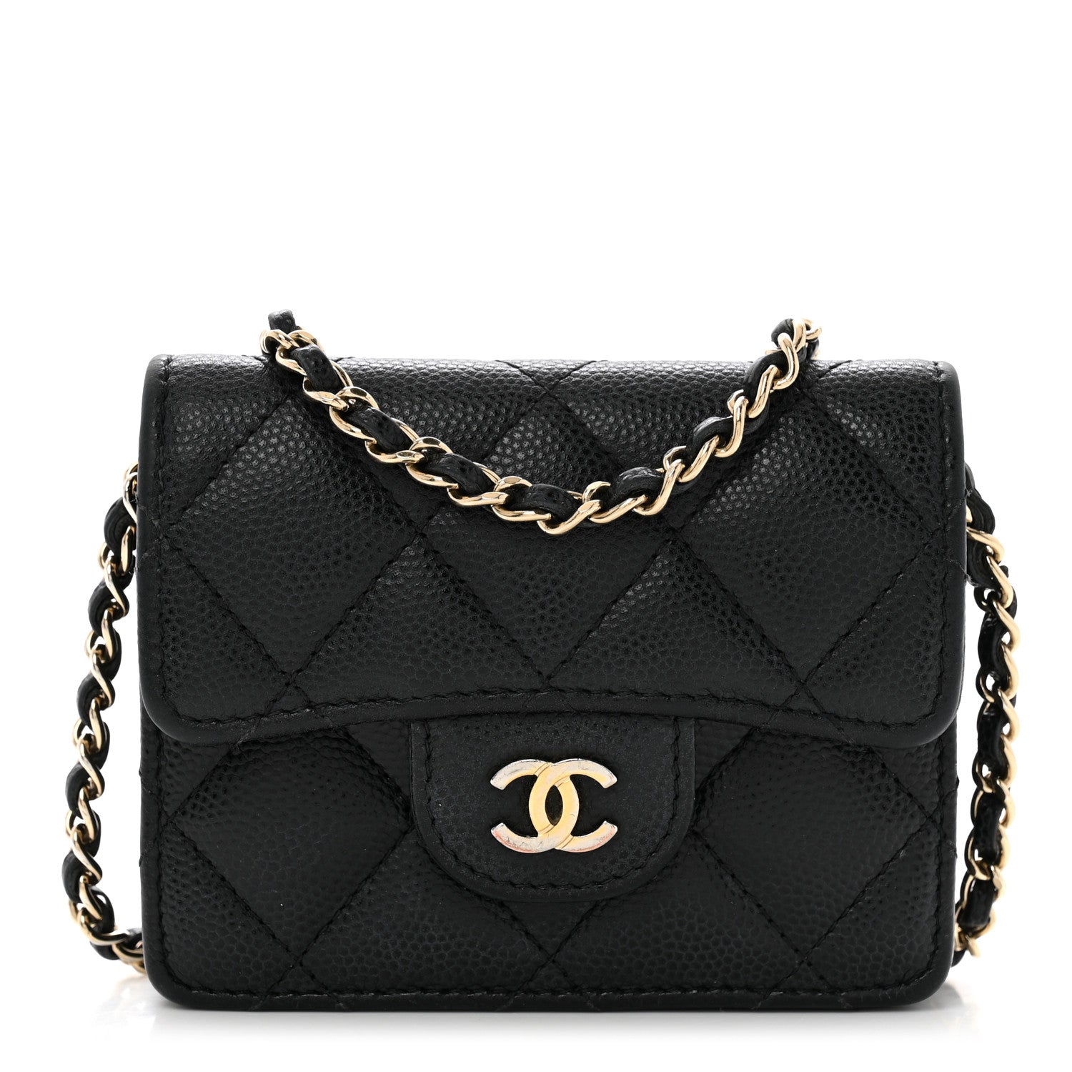 Chanel Caviar Quilted Flap Card Holder On Chain Black 1 of 10