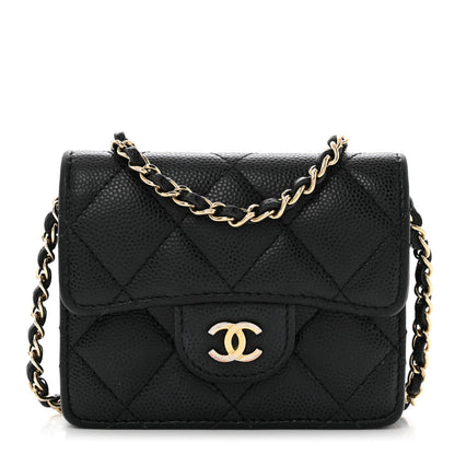 Chanel Caviar Quilted Flap Card Holder On Chain Black 1 of 10