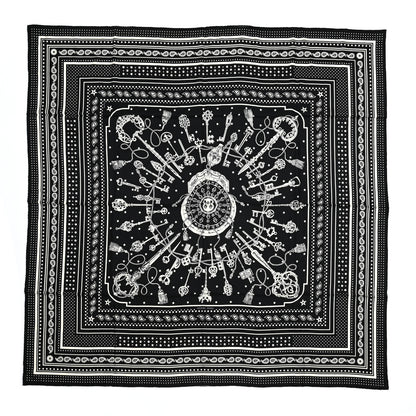 Hermes Cashmere Silk Les Cles Bandana Shawl 140 Black White 1 of 6