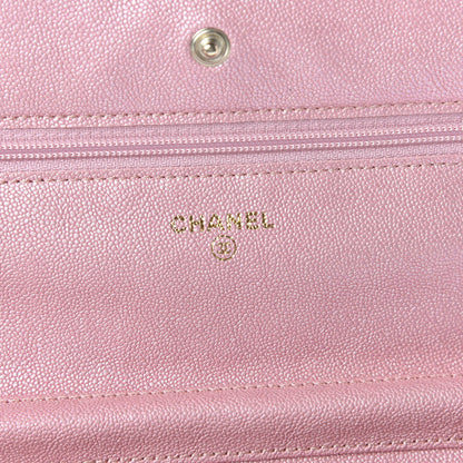Chanel Iridescent Caviar Quilted Wallet on Chain WOC Rose Pink 8 of 11
