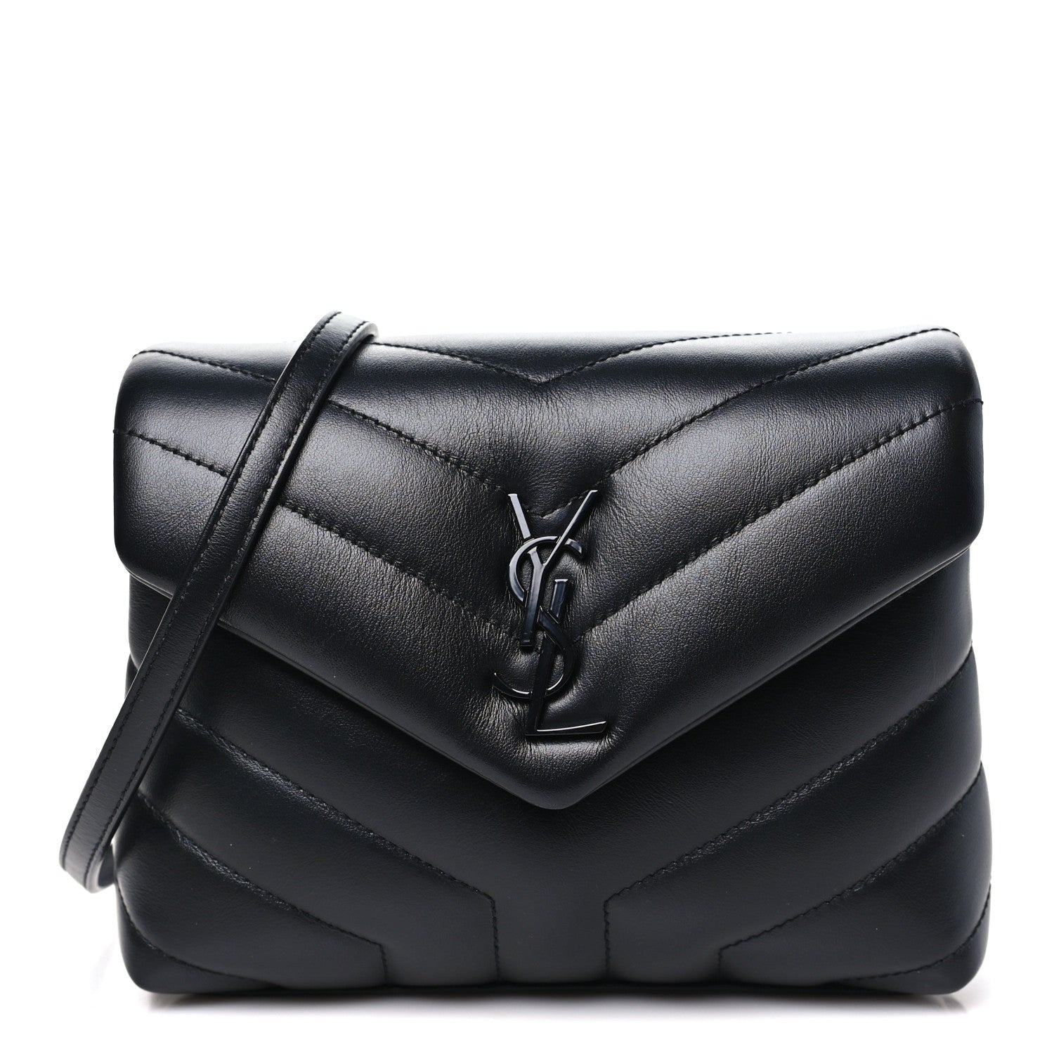 Saint Laurent Calfskin Y Quilted Monogram Monochrome Toy Loulou Crossbody Bag Black 1 of 11