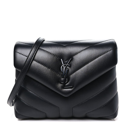 Saint Laurent Calfskin Y Quilted Monogram Monochrome Toy Loulou Crossbody Bag Black 1 of 11