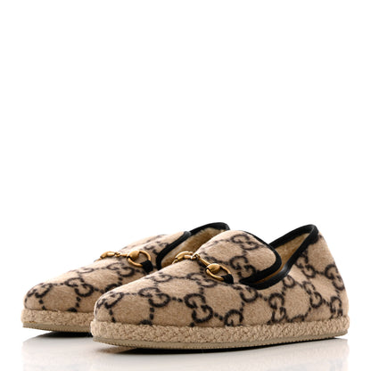 Gucci Covered Wool GG Monogram Womens Fria Horsebit Loafers 39 Beige Ebony Black Butterscotch 3 of 7