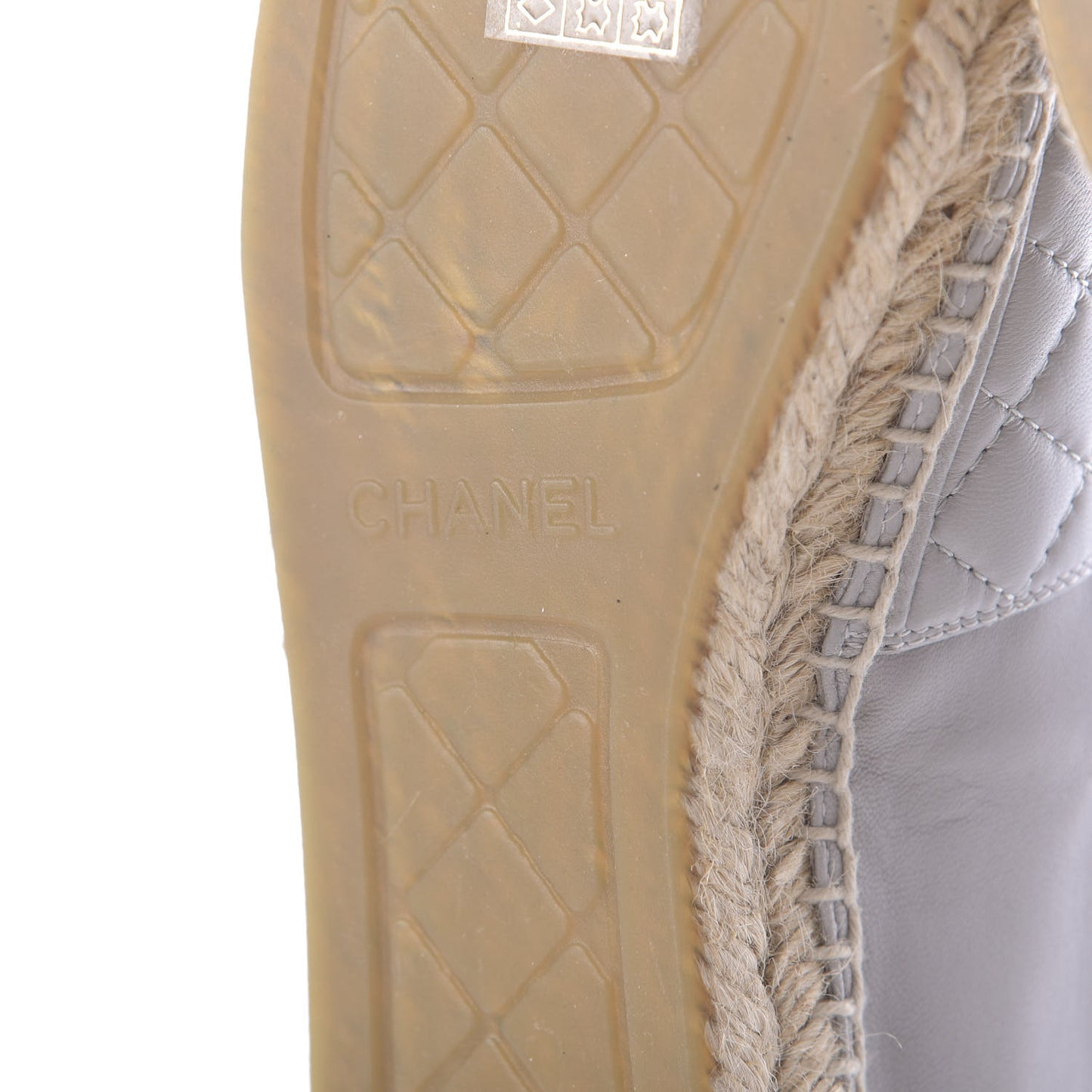 Lambskin Quilted CC Espadrilles 38 Grey