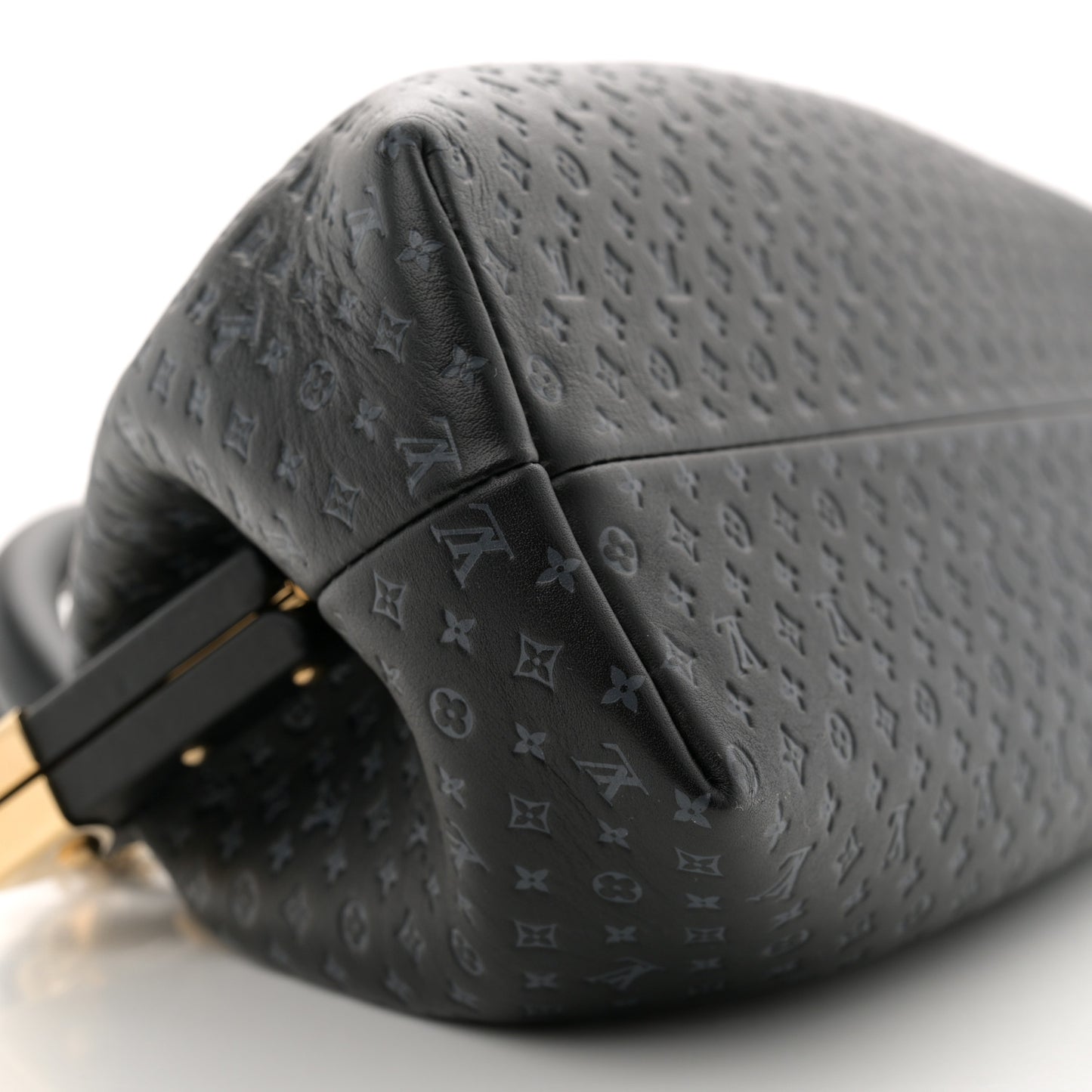 Calfskin Nanogram Embossed Clutch Black