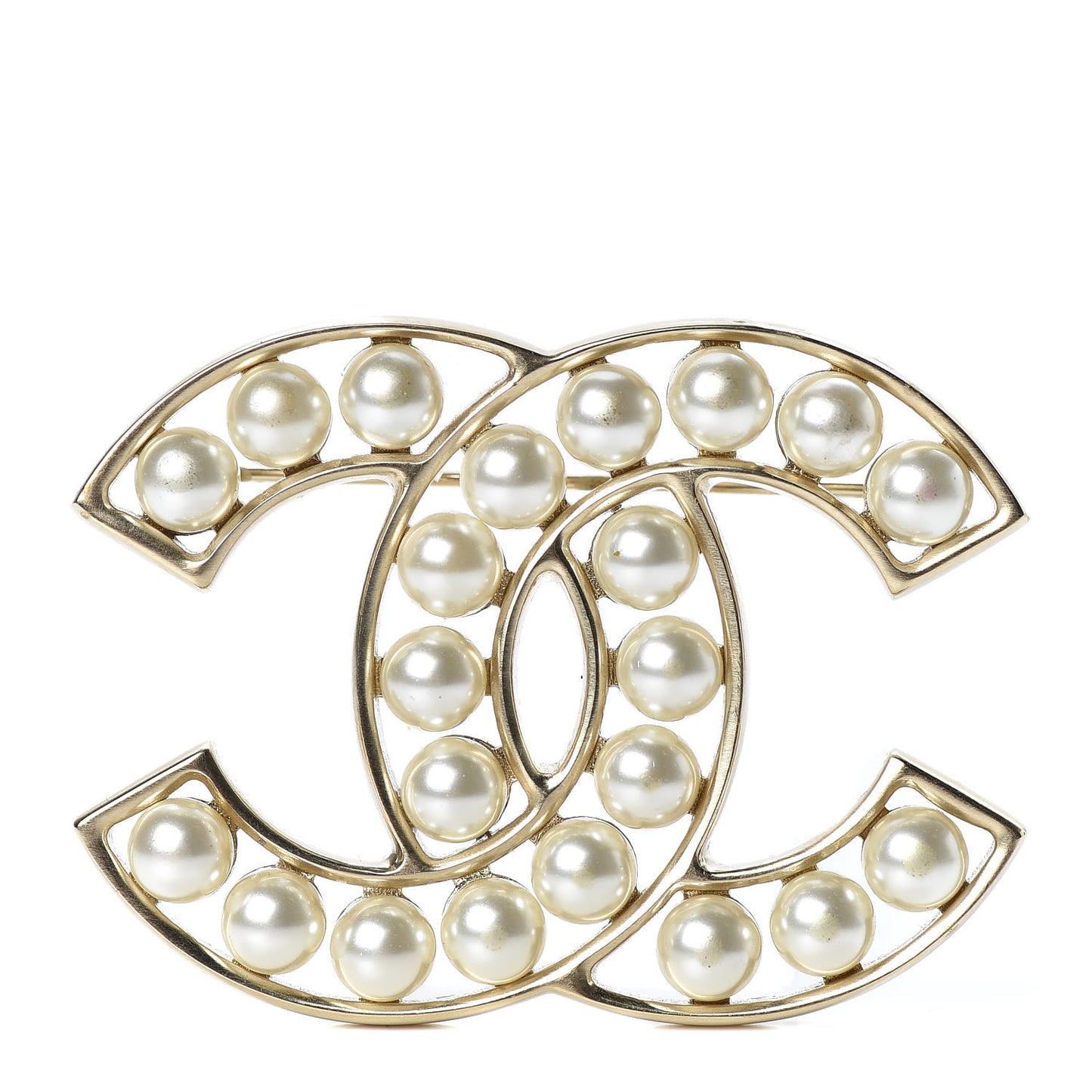 Pearl CC Brooch Gold