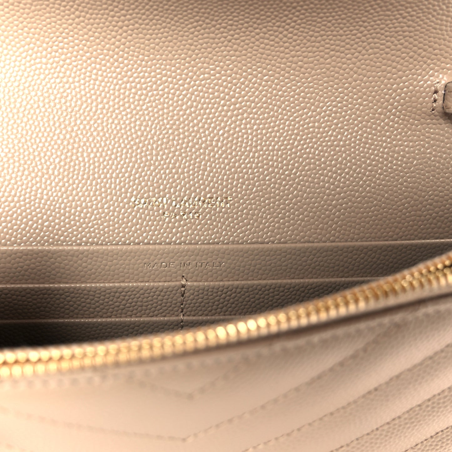 Grain De Poudre Matelasse Chevron Monogram Envelope Chain Wallet Dark Beige
