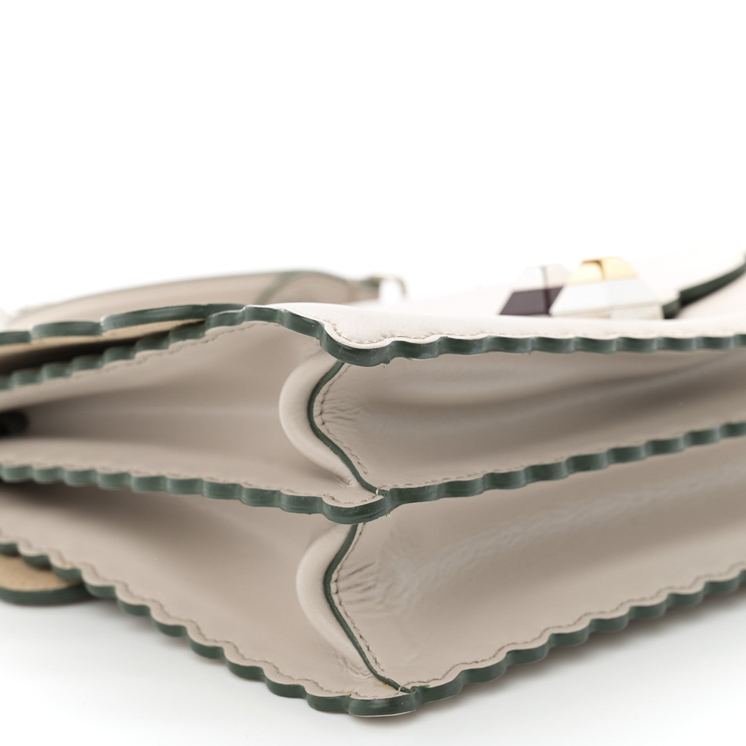 Fendi Vitello Liberty Scalloped Studded Kan I Shoulder Bag Grigio Polvere 10 of 11