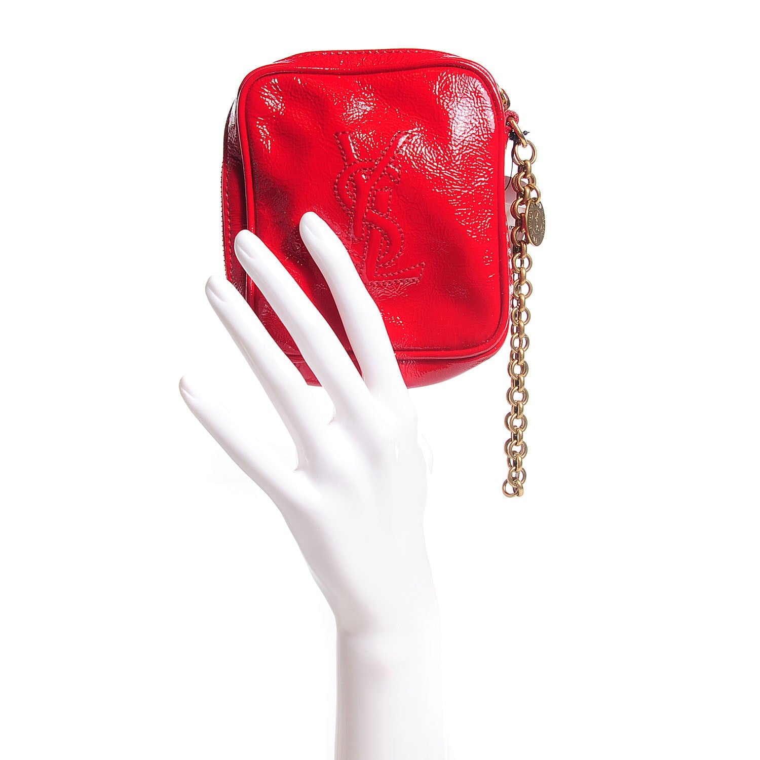 Saint Laurent Textured Patent Mini Wristlet Fuchsia 2 of 8