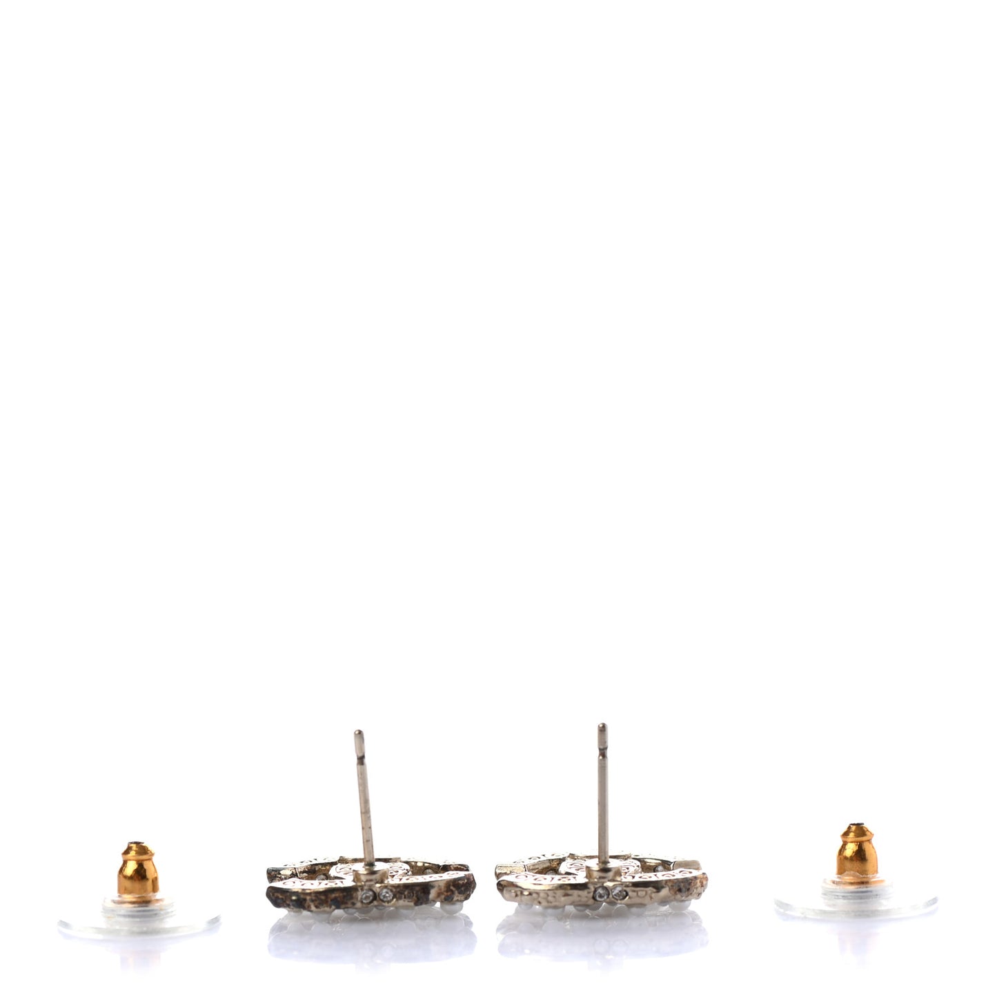 Pearl Crystal CC Earrings Light Gold