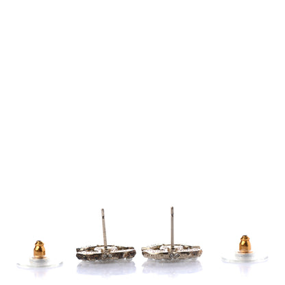 Chanel Pearl Crystal CC Earrings Light Gold 3 of 5