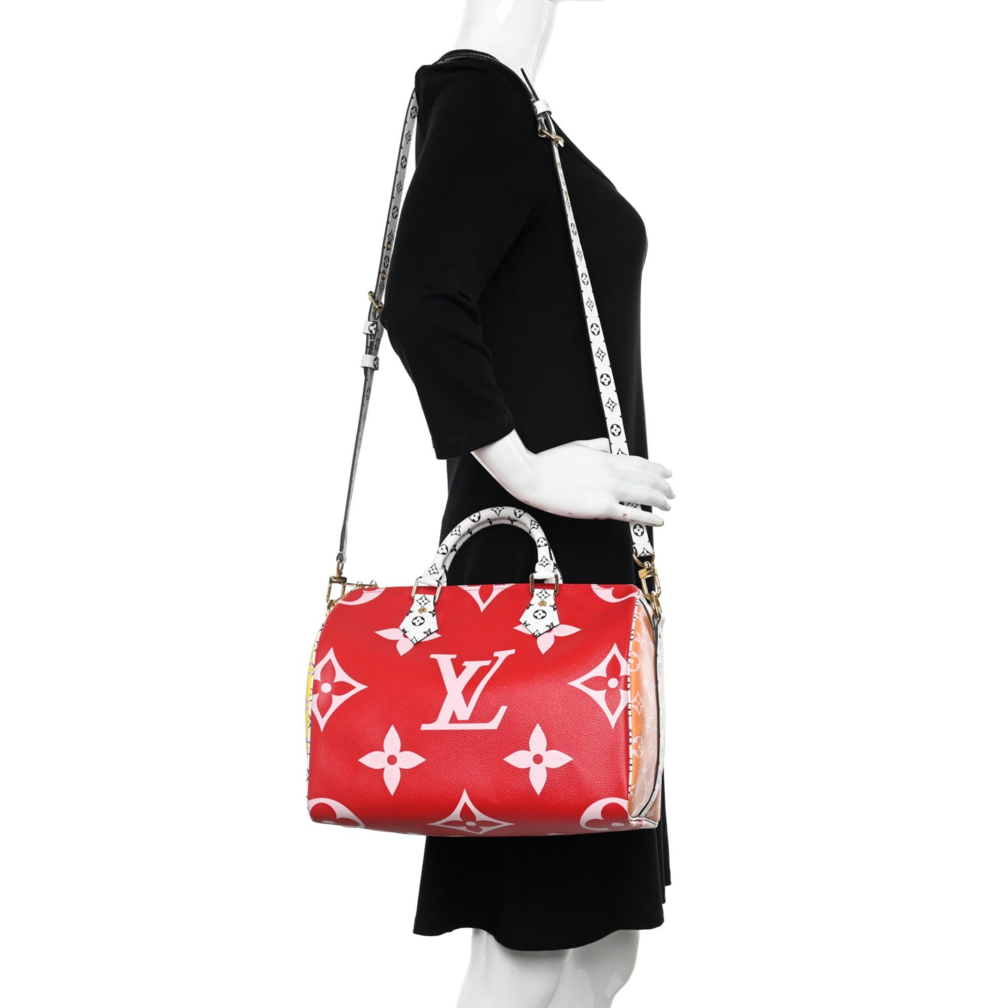 Monogram Giant Speedy Bandouliere 30 Rouge