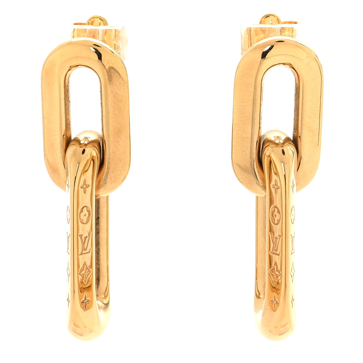 Louis Vuitton Metal LV Edge Double Hoop Earrings Gold 1 of 4