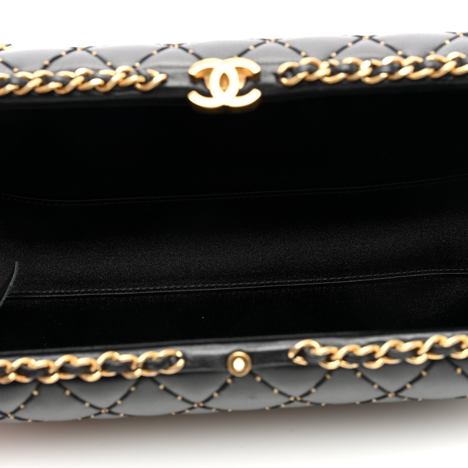 Chanel Lambskin Quilted Chain Around Clutch Black 5 of 10