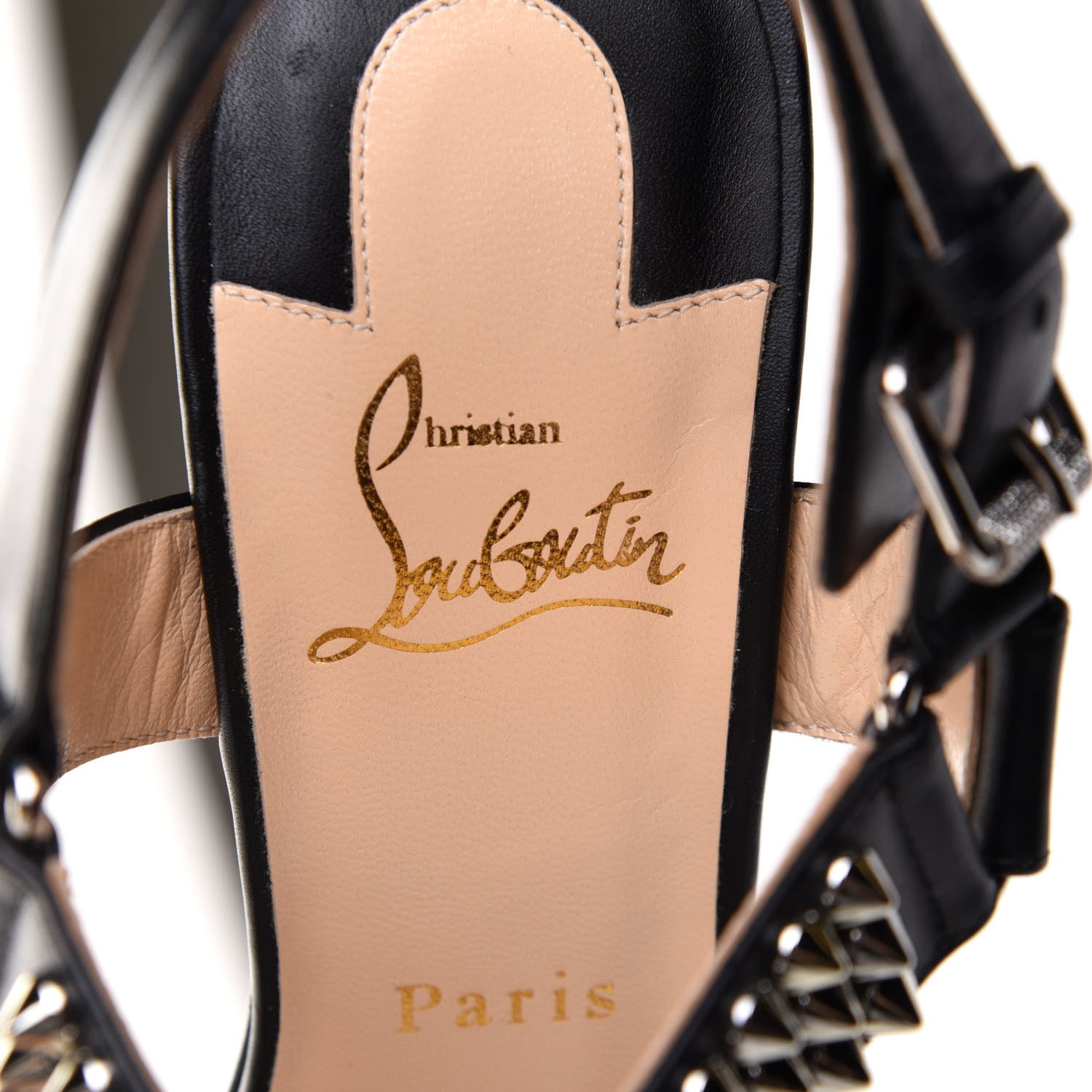 Christian Louboutin Calf Cuoio Bikee Bike 100 Sandals 39 Black Silver 8 of 9