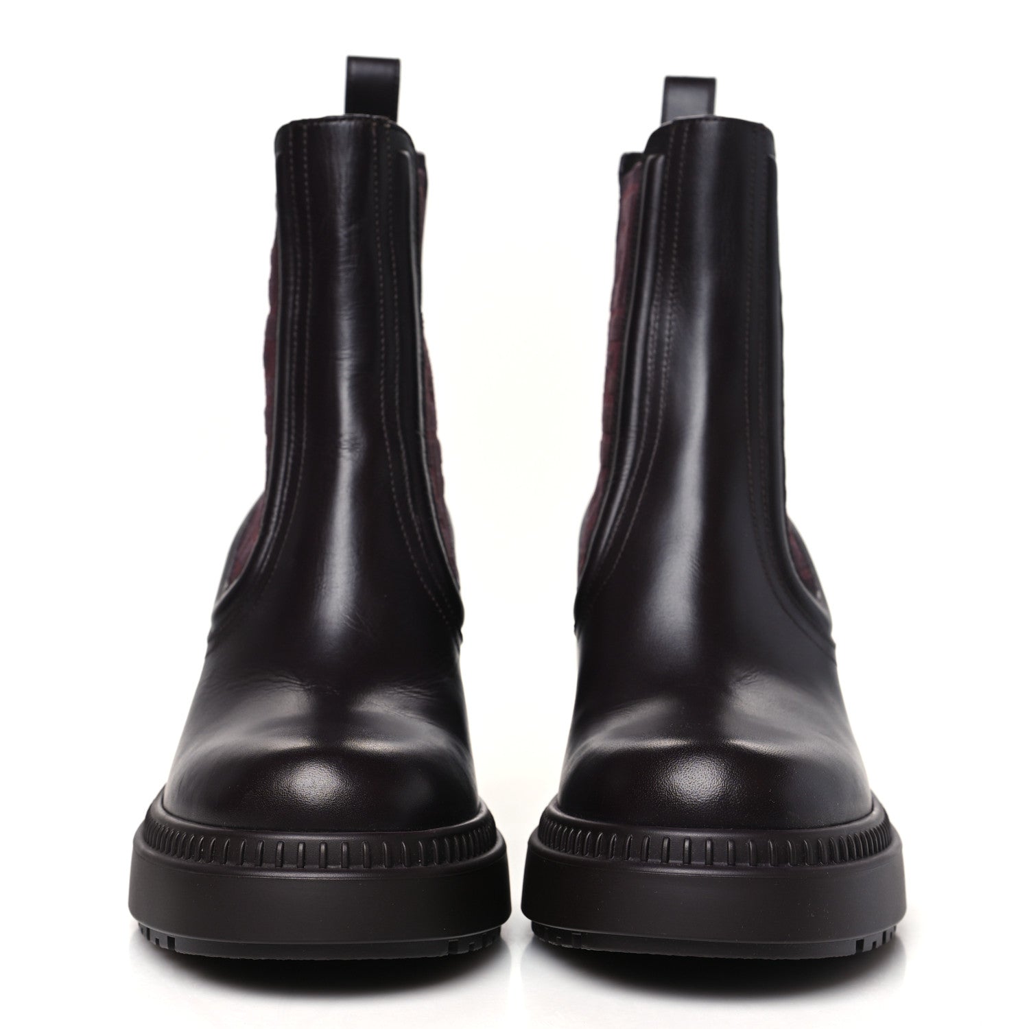 Fendi Vitello Maglia FF Domino Biker Boots 37 Mosto 3 of 10