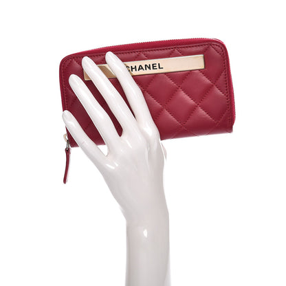 Chanel Lambskin Quilted Small Trendy CC Zip Around Wallet Dark Pink 2 of 8
