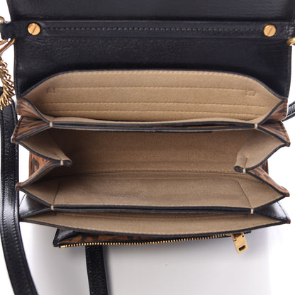 Givenchy Calfskin Suede Leopard Print Small GV3 Shoulder Bag Black Chestnut 5 of 10