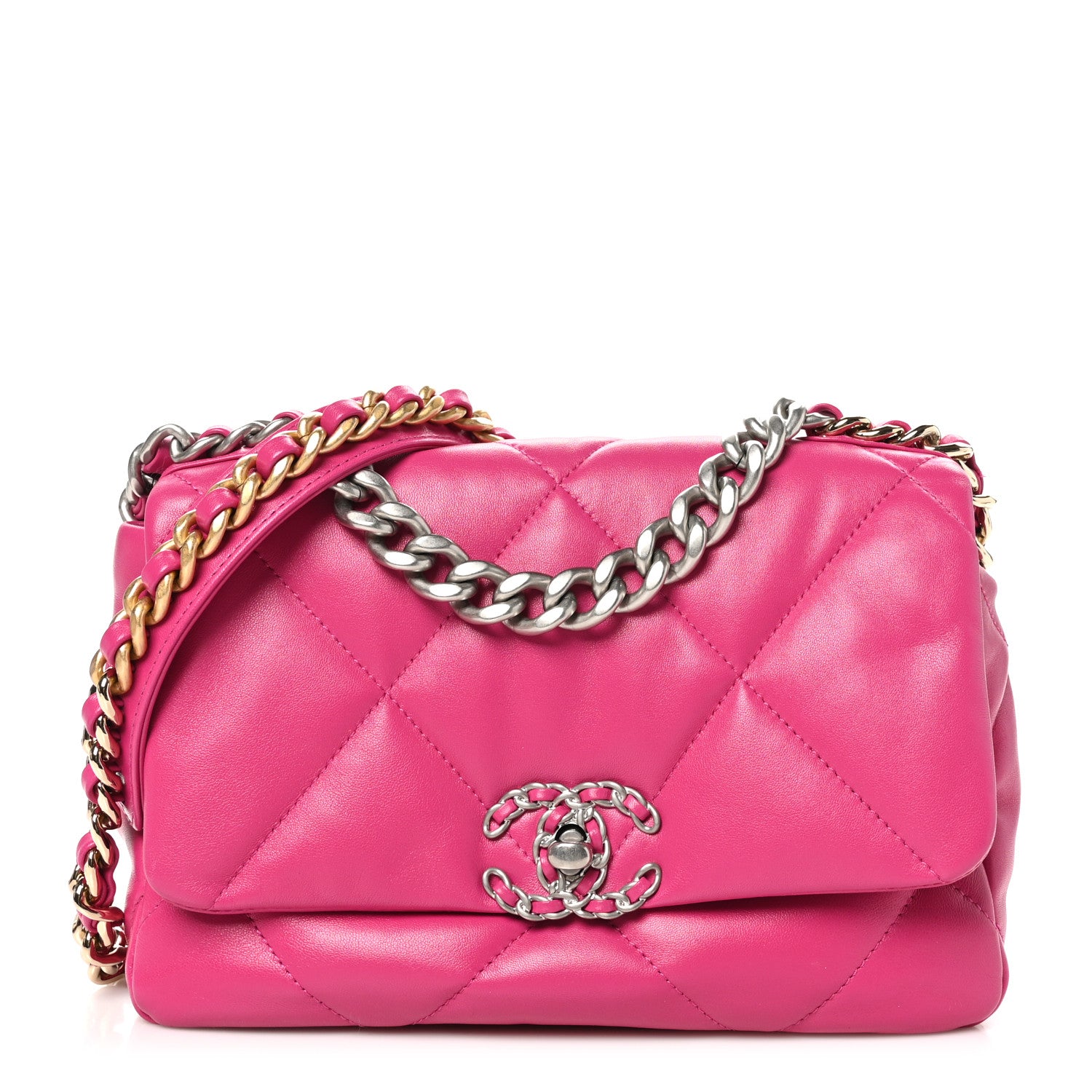 Chanel Lambskin Quilted Medium Chanel 19 Flap Dark Pink 1 of 10