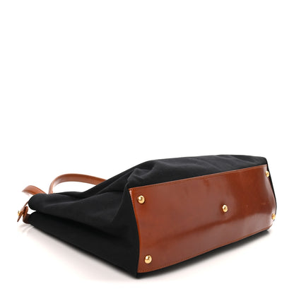 Fendi Canvas Large Peekaboo Iconic Satchel Black Cuoio 4 of 9