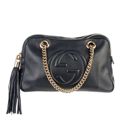 Gucci Pebbled Calfskin Small Soho Bowler Blue 1 of 7
